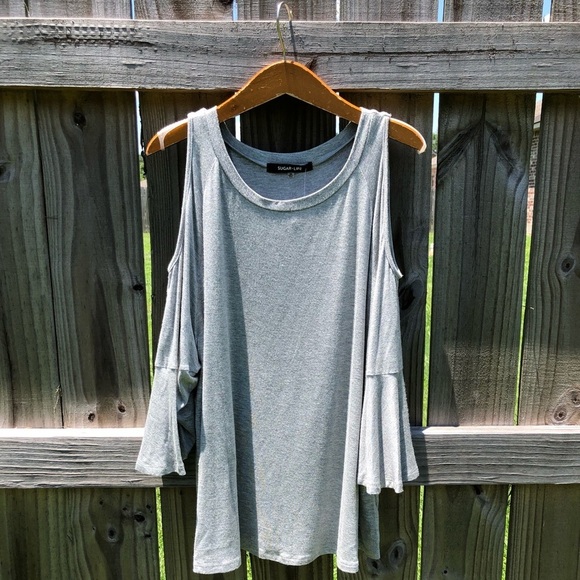 Cold Shoulder Bell Sleeve Top | SugarLips - Picture 2 of 4